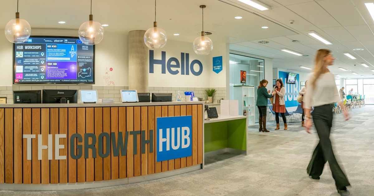 Reception desk at the growth hub Gloucester